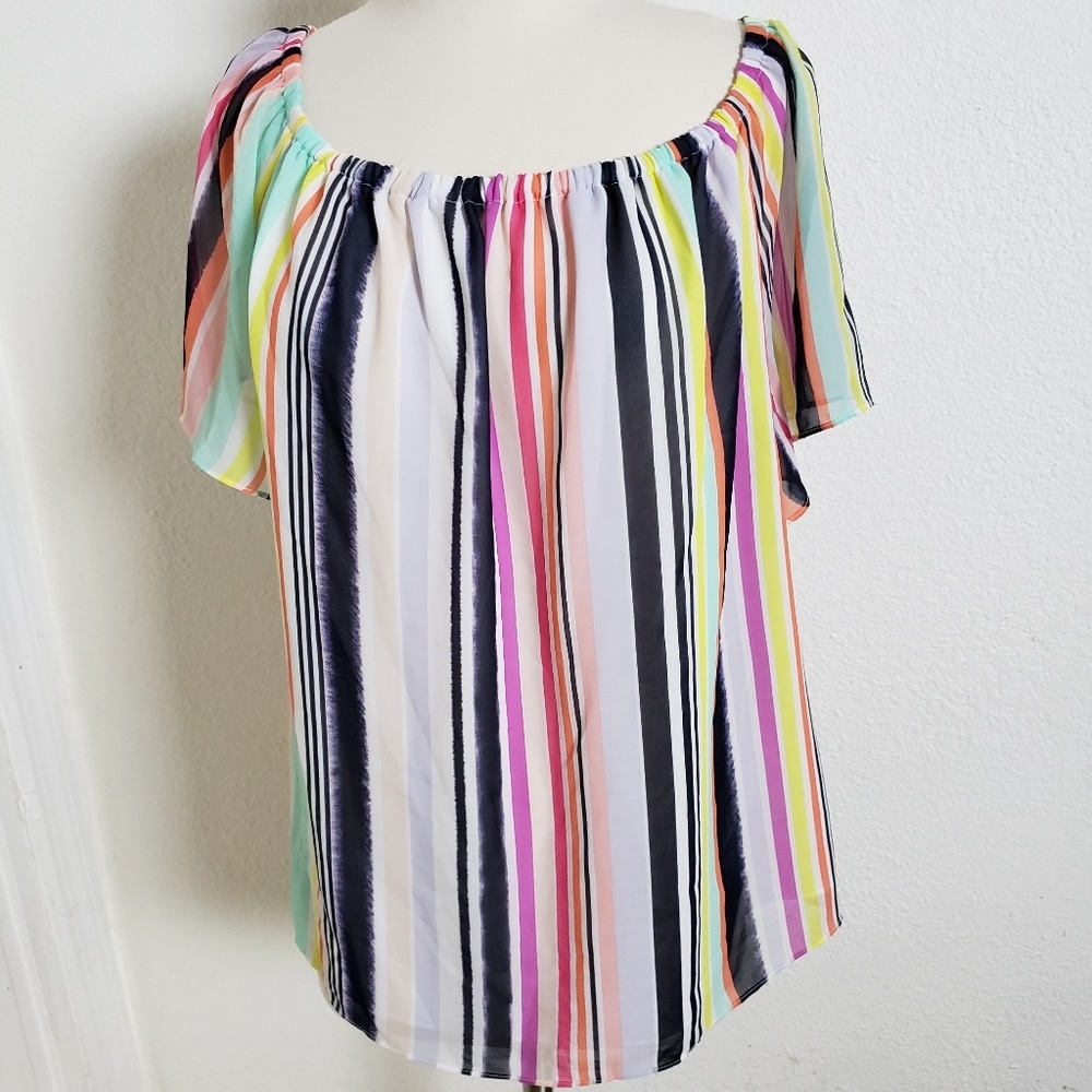 London Times Silky Off-Shoulder Blouse